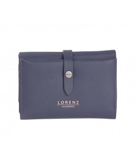 Lorenz RFID Medium "Notebook Style" Smooth PU Trifold Purse Wallet with Decorative Tab